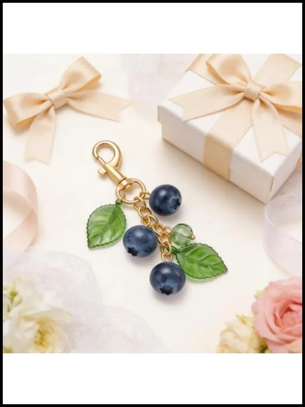 Blueberry Keychain Fruit Bag Charm for Handbags Tote Purse Cute Accessory Gift